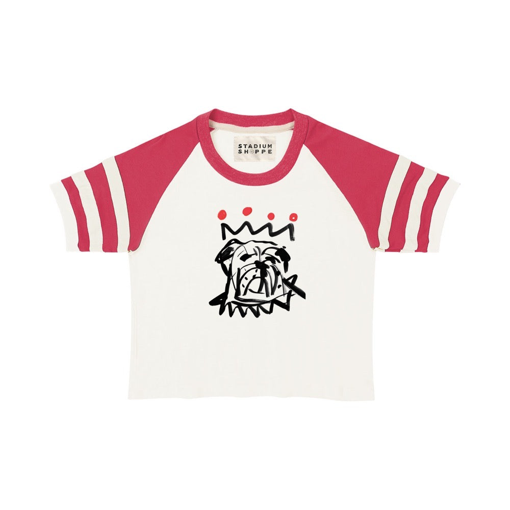 The Red x Black Baseball Ringer Crop