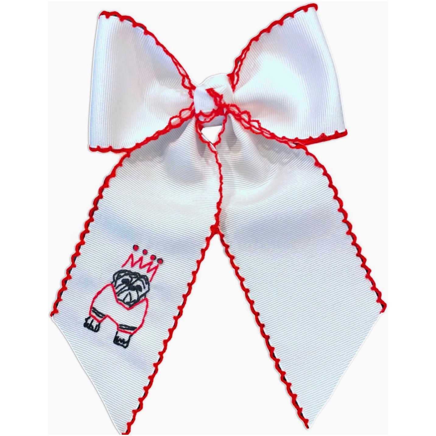 Hand Embroidered Bulldog Bow
