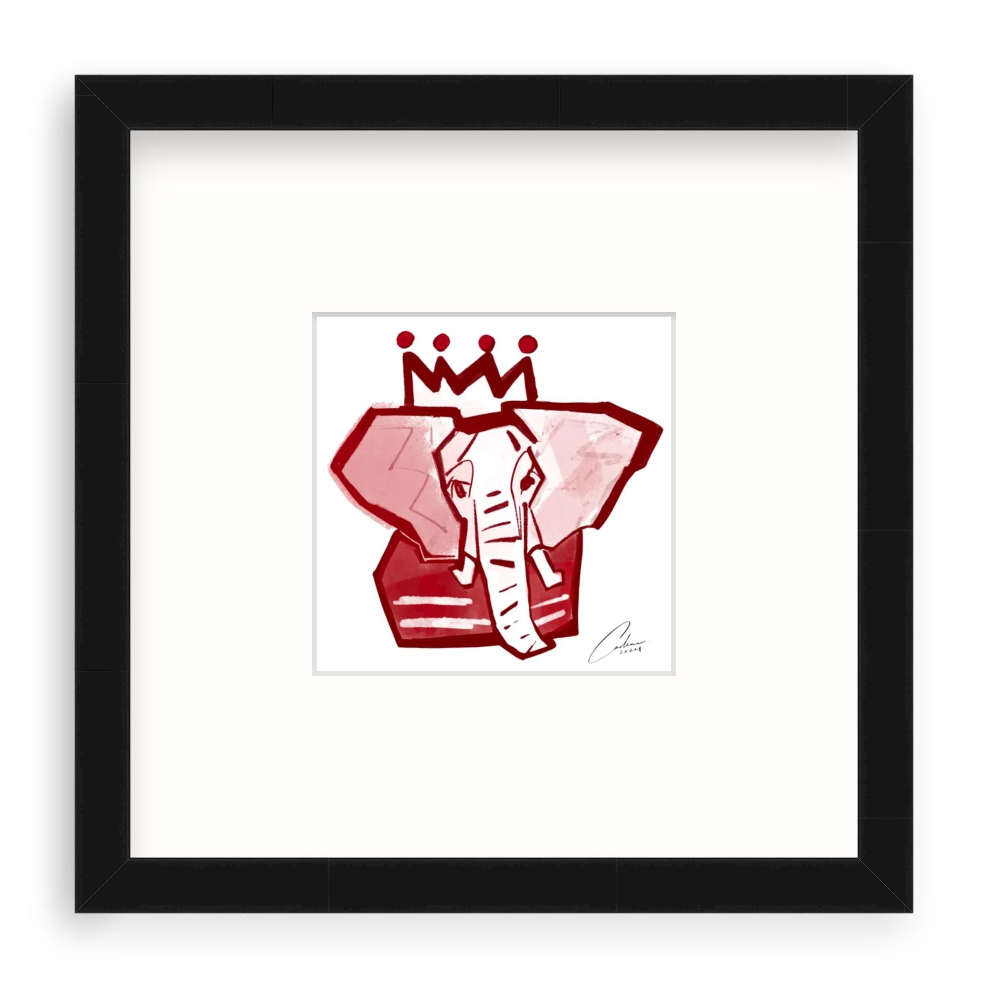 Crimson x White Elephant Fine Art Print