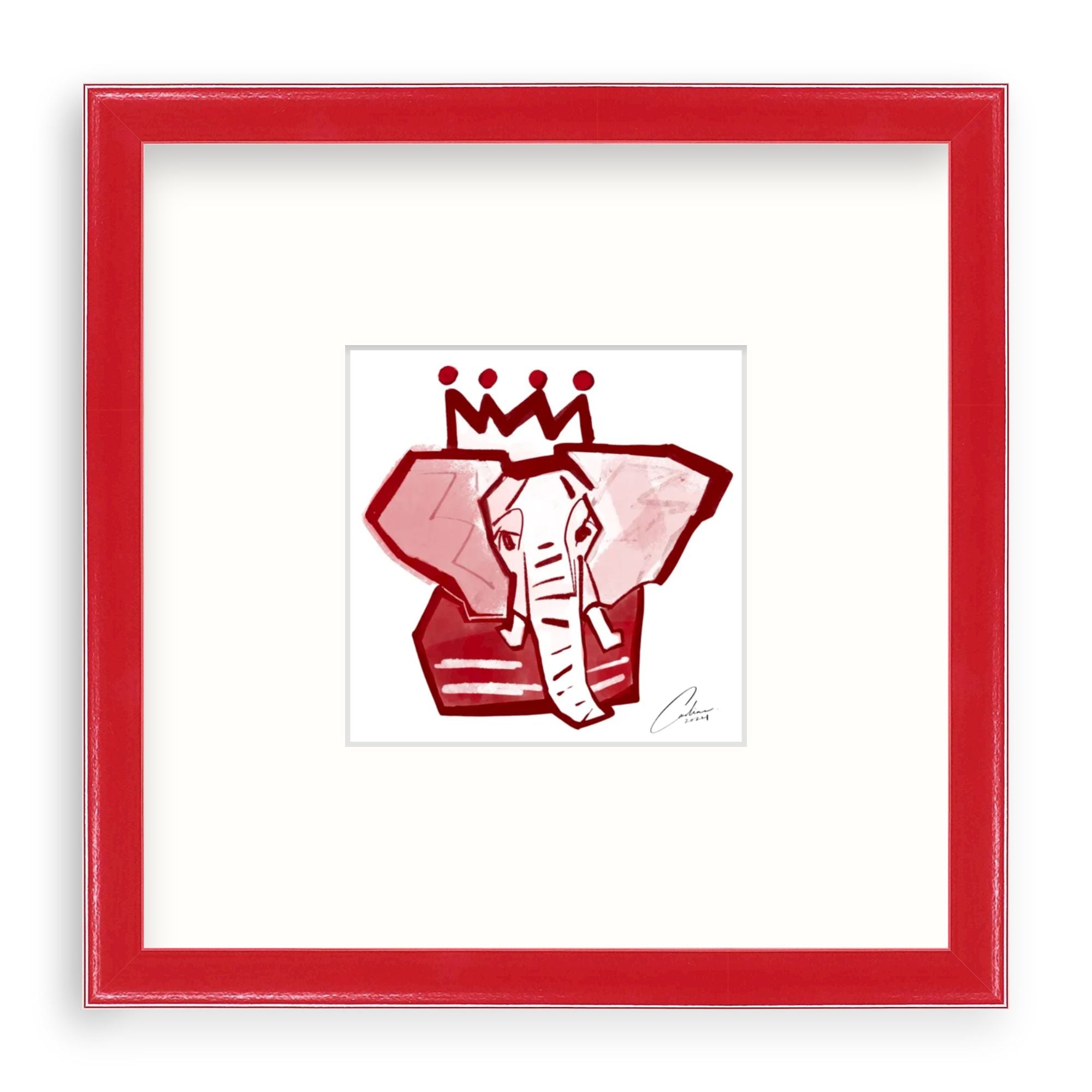 Crimson x White Elephant Fine Art Print
