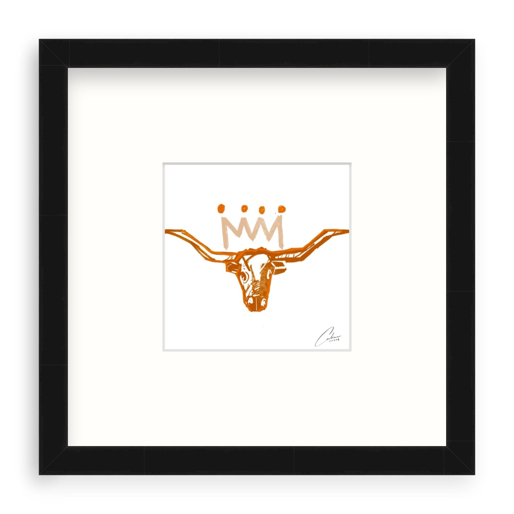 Burnt Orange x White Longhorn Fine Art Print