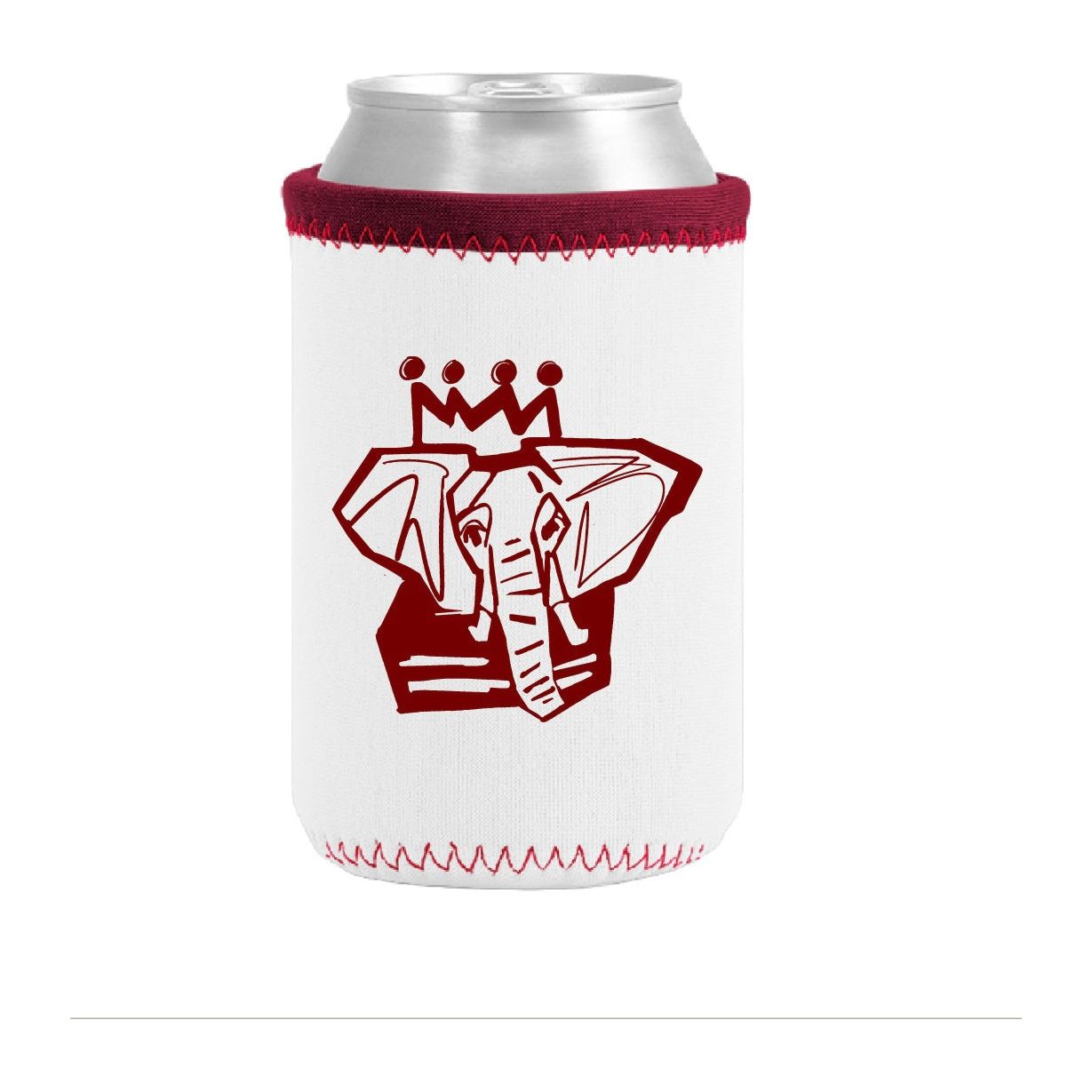 Crimson x White Elephant Koozie