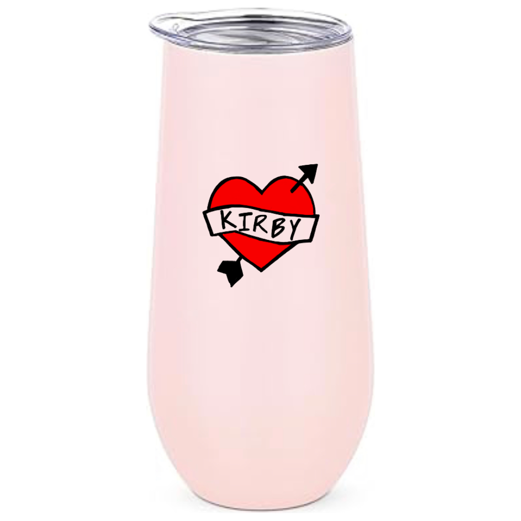 Kirby Heart Pink 12 oz. Bulldog Champagne Tumbler