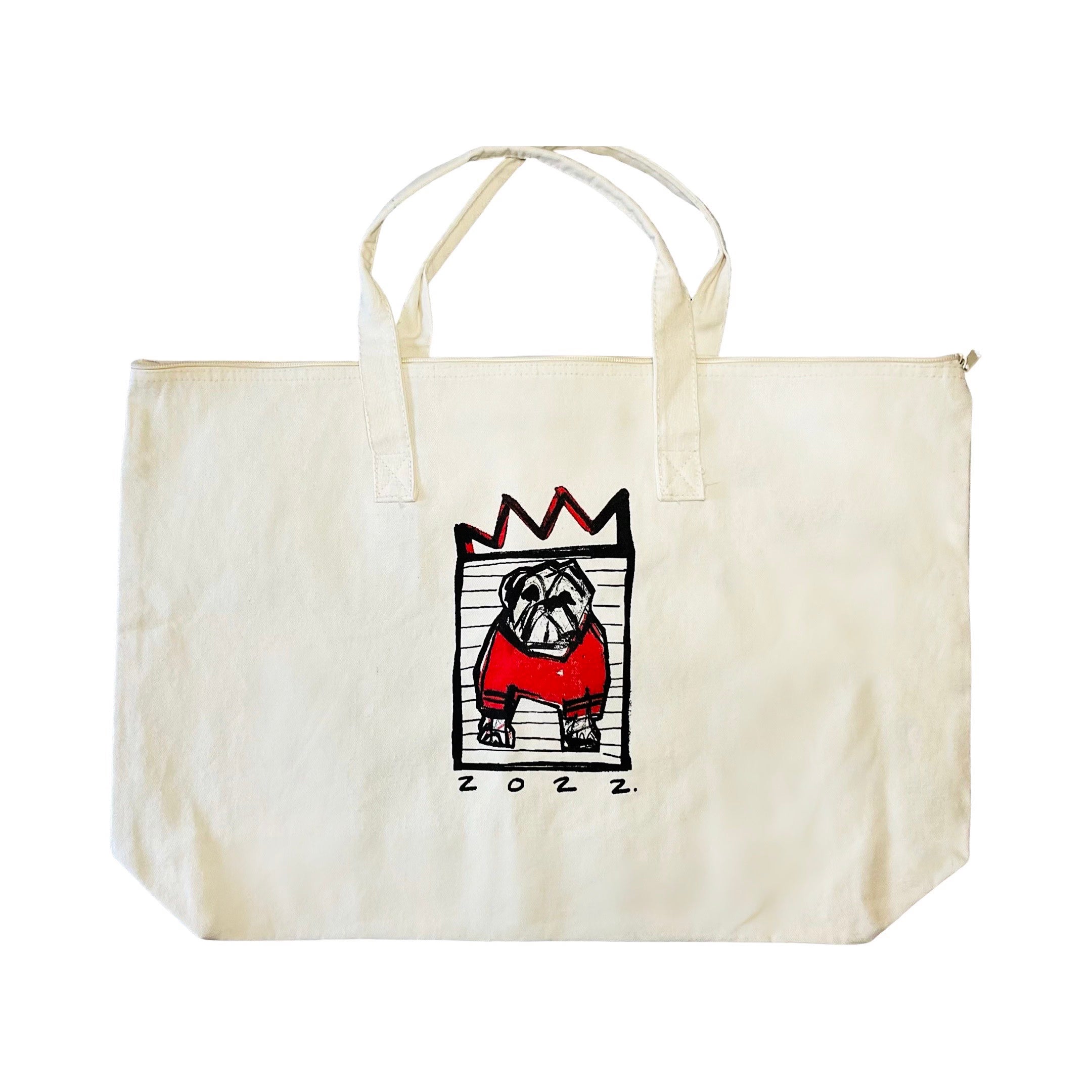 Canvas Zipper Bulldog Tote