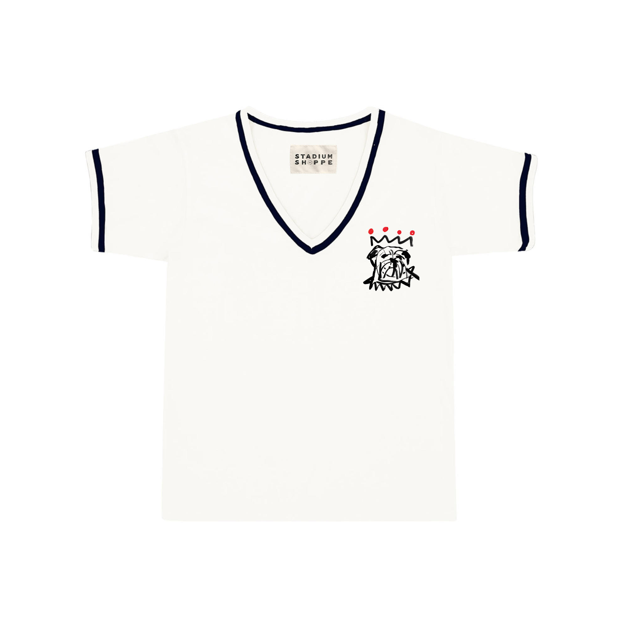 The Red x Black Bulldog Ladies V-Neck Ringer