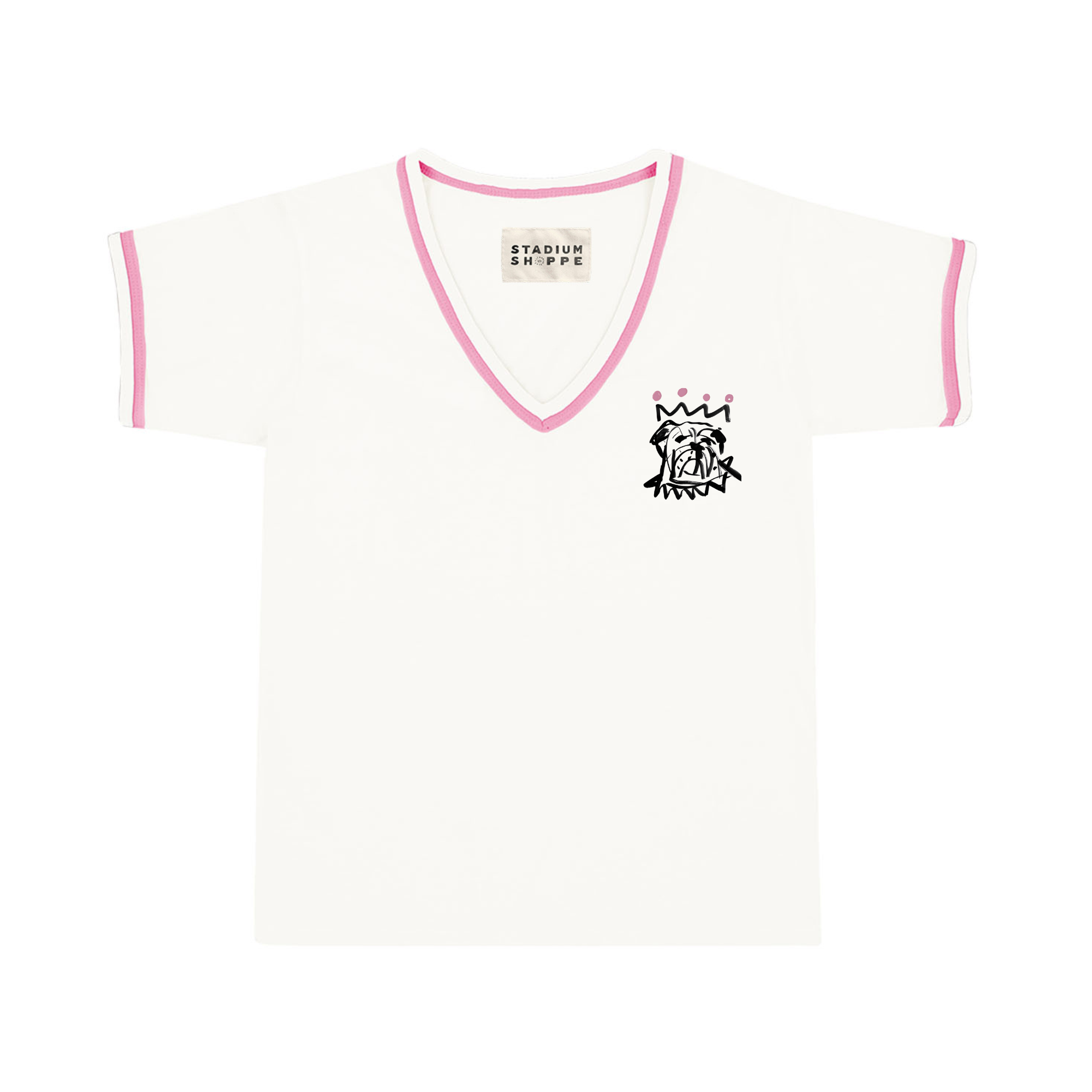 The Red x Black Bulldog Ladies V-Neck Ringer