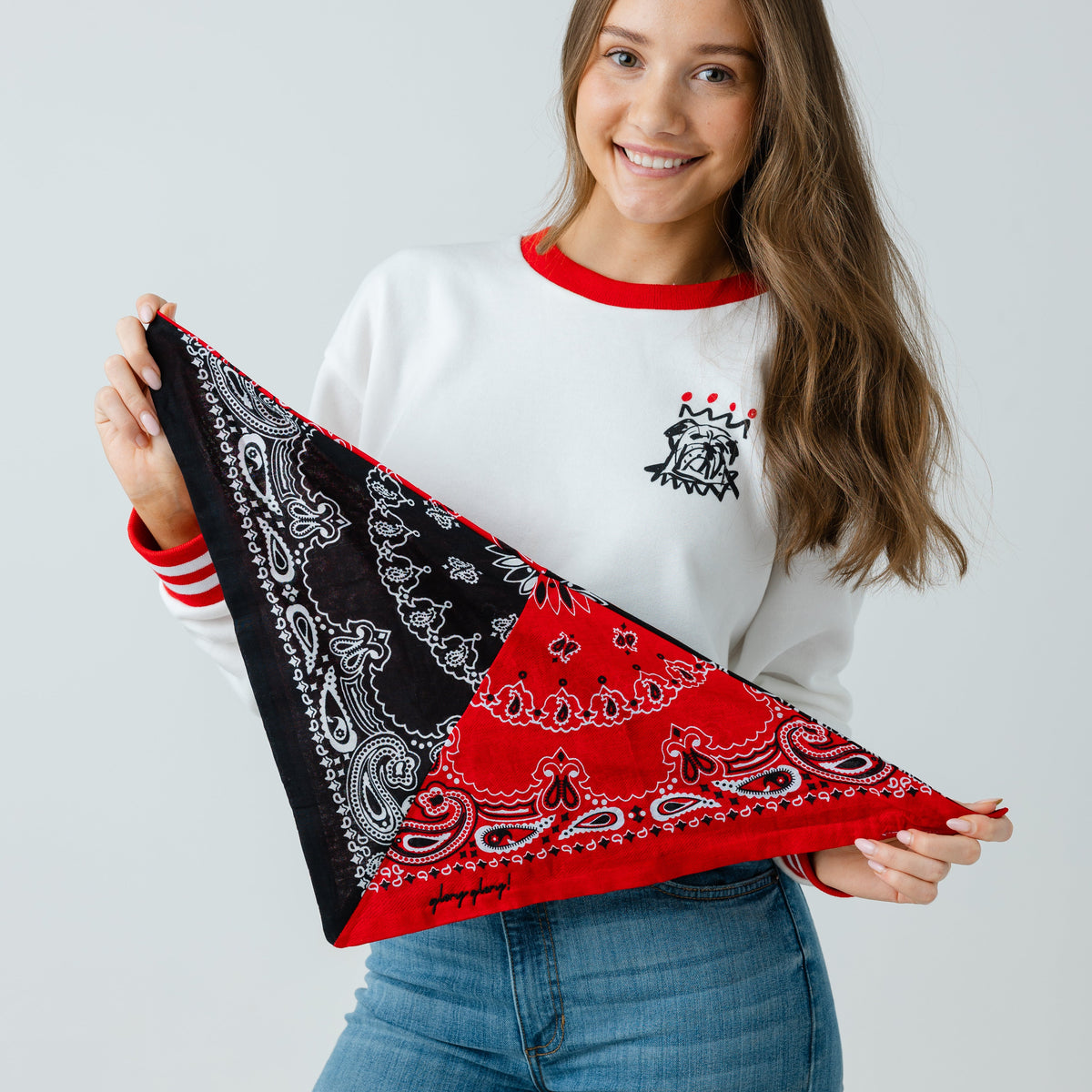 Red x Black Colorblocked Gameday Bandana