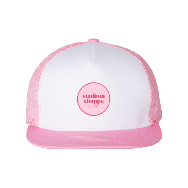 Embroidered White with Pink Stadium Shoppe Classic Trucker Hat