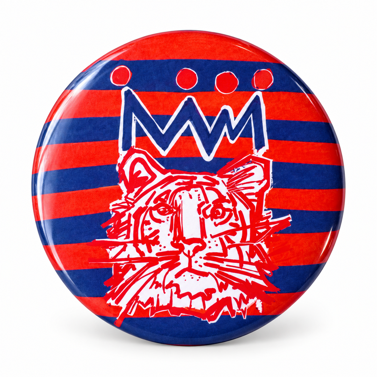 Navy x Orange Gameday Button on a clean white background