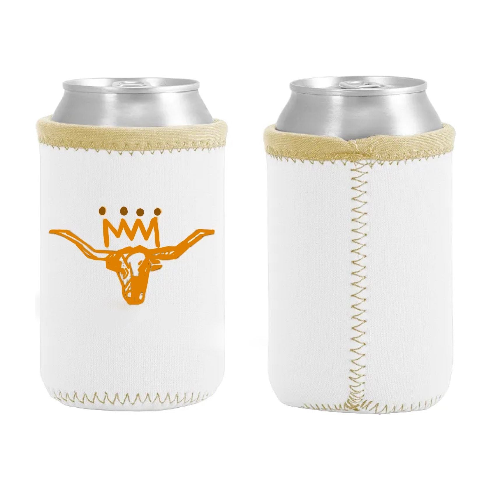 Burnt Orange x White Longhorn Koozie