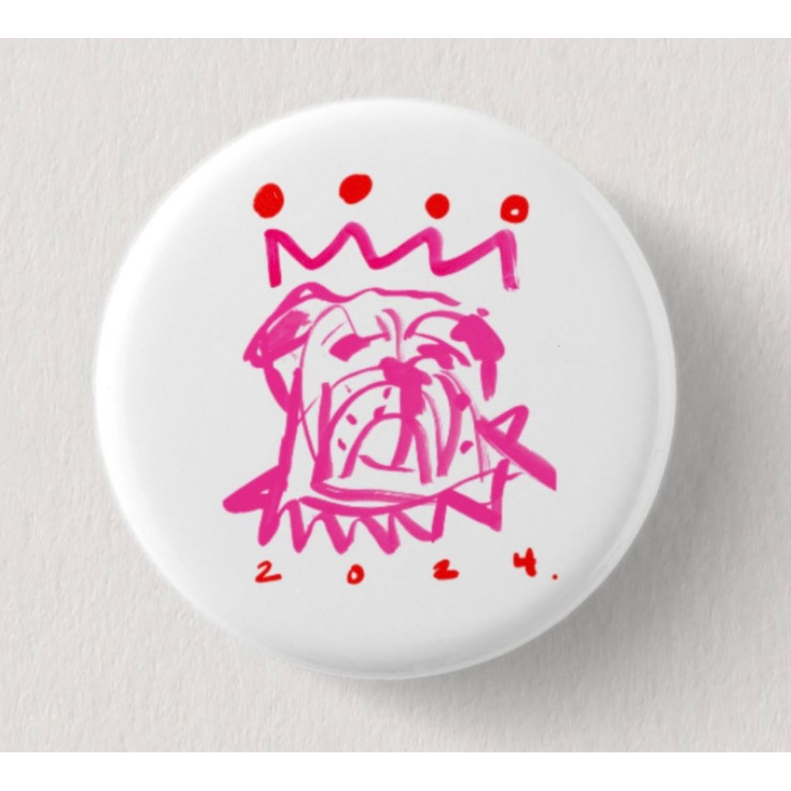 Pink and Red Bulldog Button