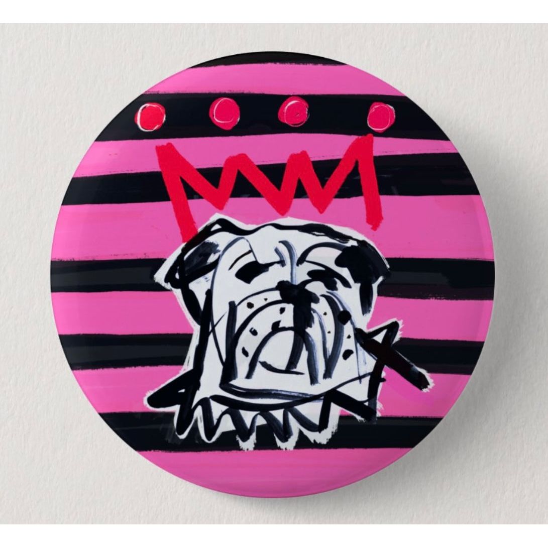 Pink Bulldog Button