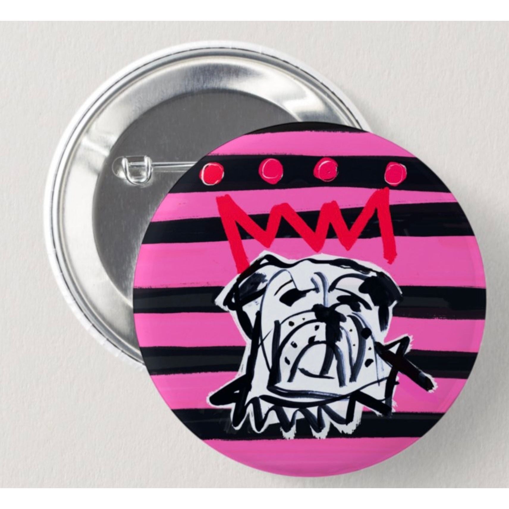 Pink Bulldog Button