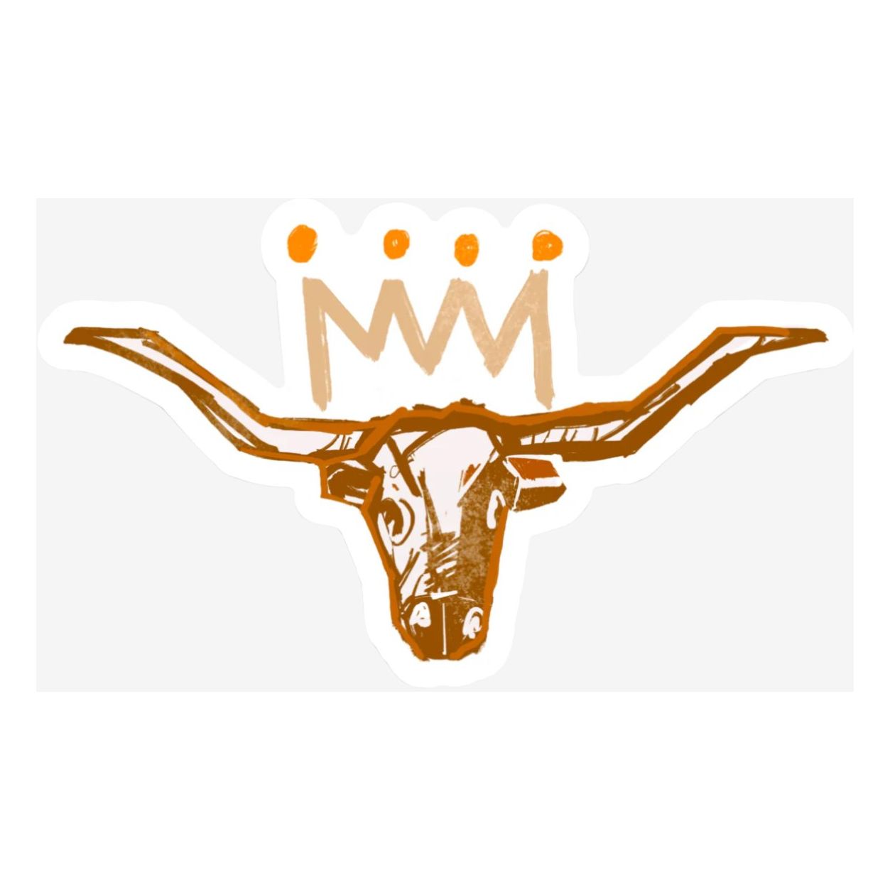 Burnt Orange x White Longhorn Vinyl Sticker