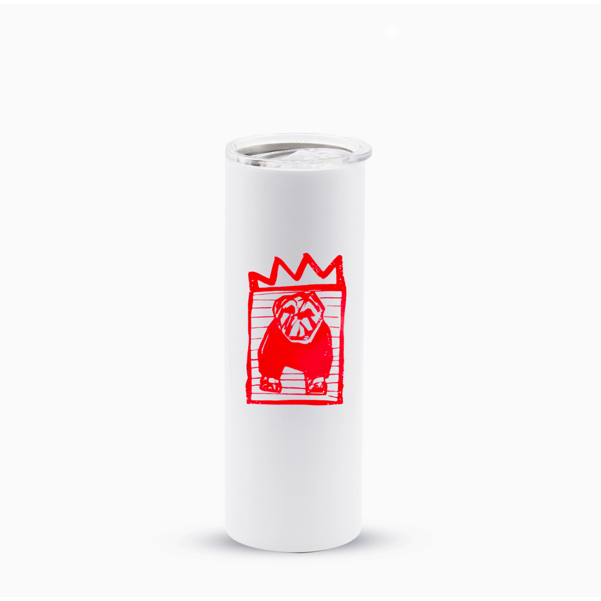 The Red x Black Standing Bulldog Skinny Travel Mug