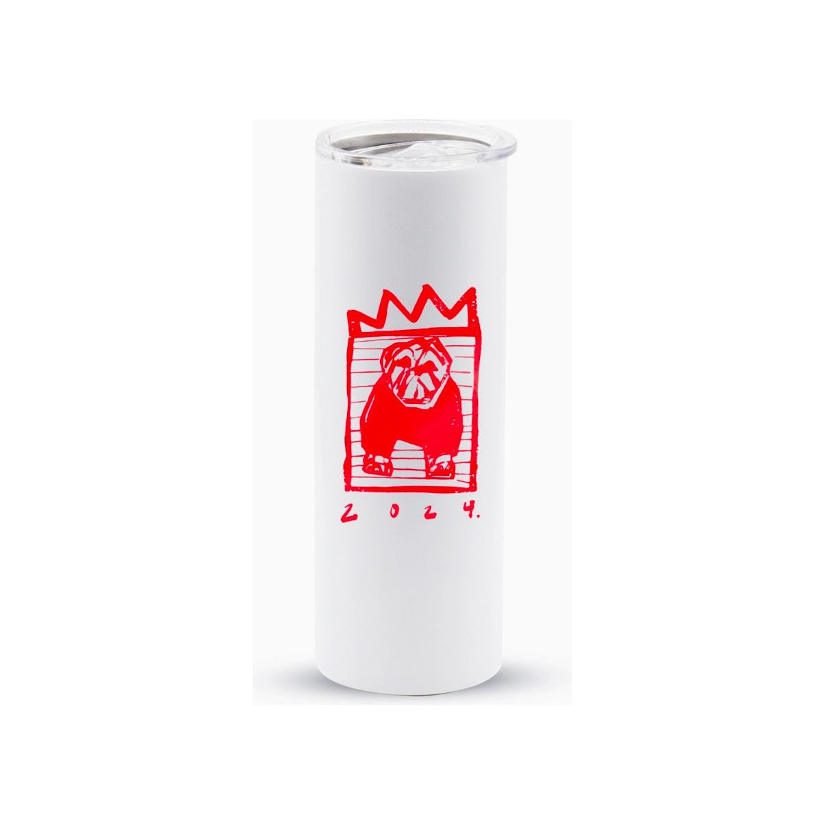 Red x Black Stripe Bulldog Skinny Travel Mug