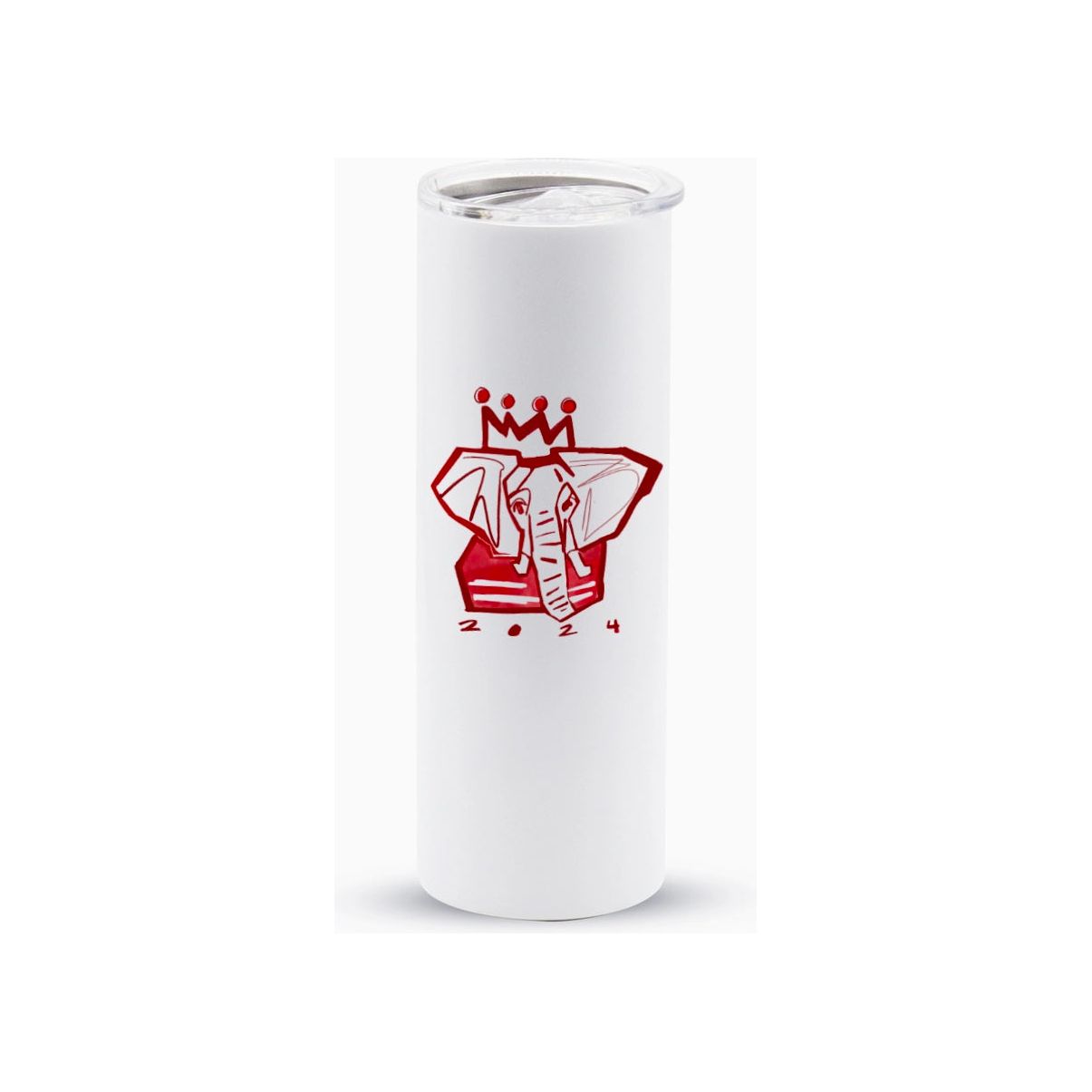 Crimson x White Elephant Skinny Travel Mug