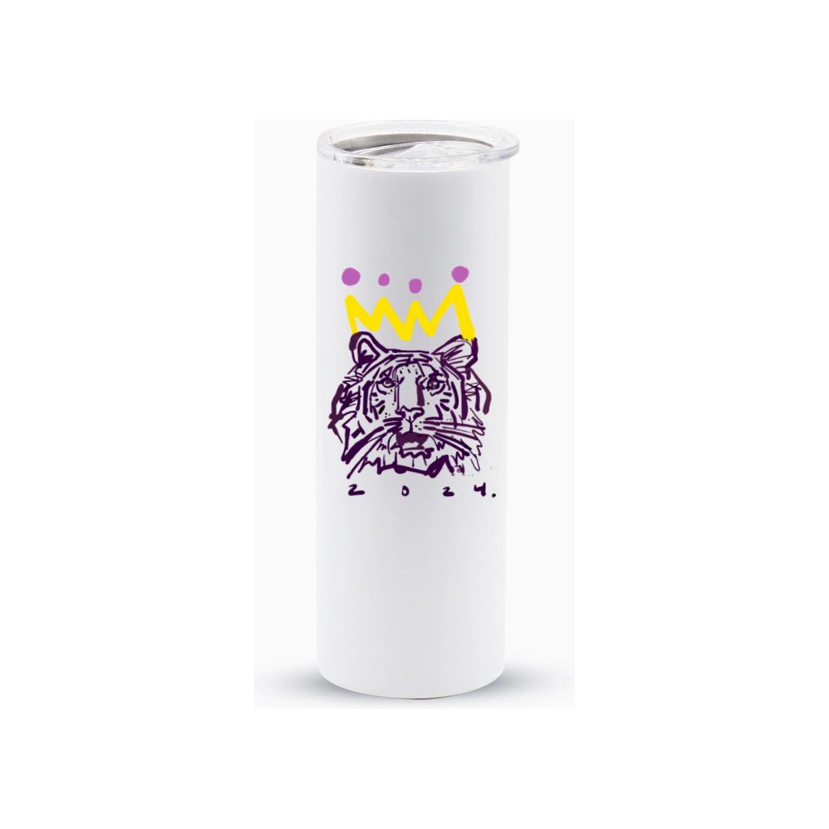 Purple x Gold Tiger Skinny Travel Mug