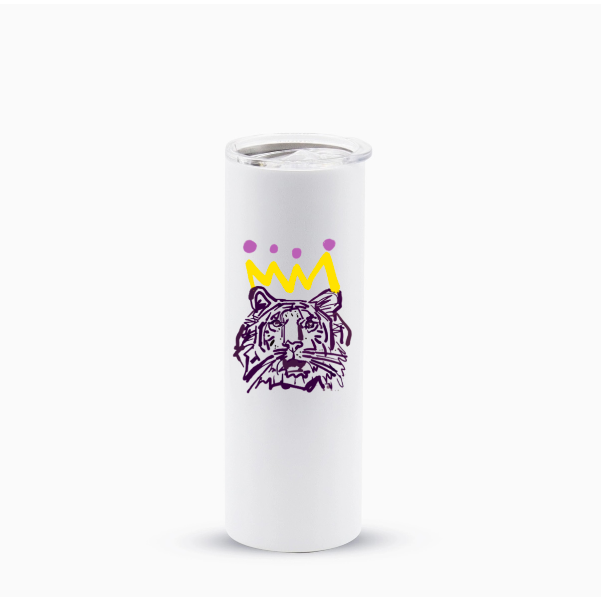 The Purple x Gold Tiger Skinny Travel Mug