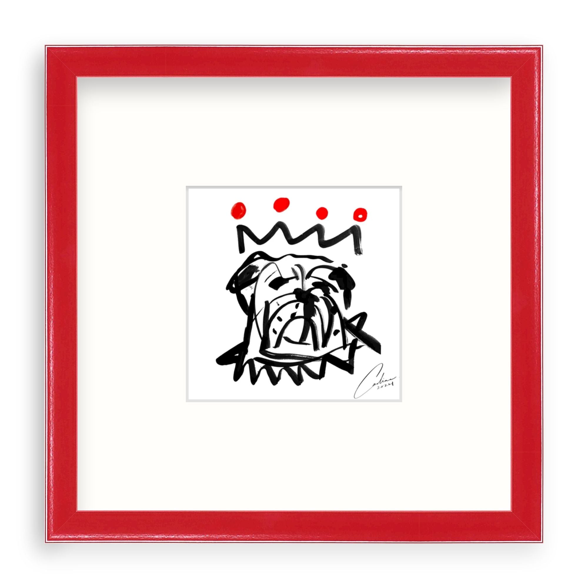 Red x Black Bulldog Fine Art Print