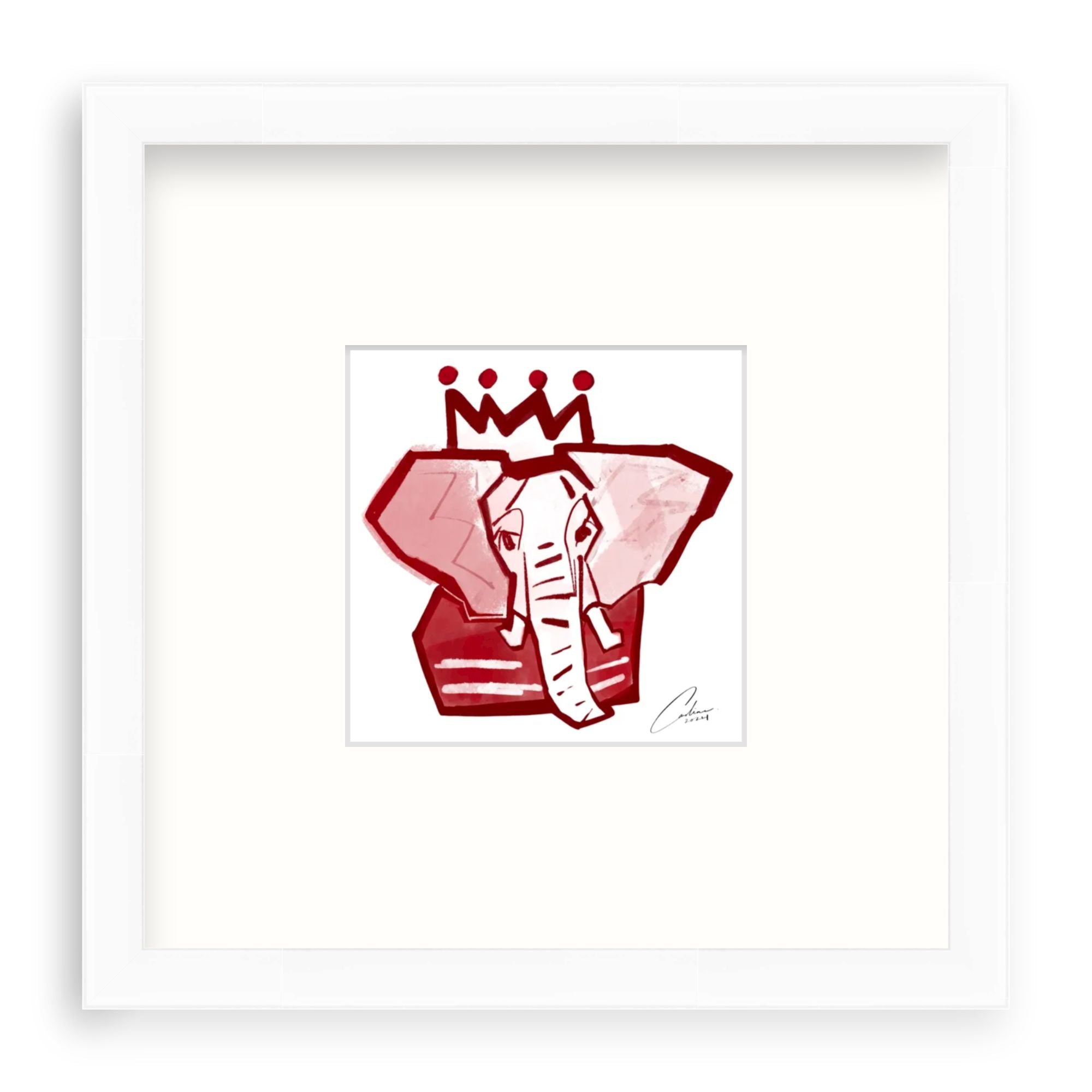 Crimson x White Elephant Fine Art Print