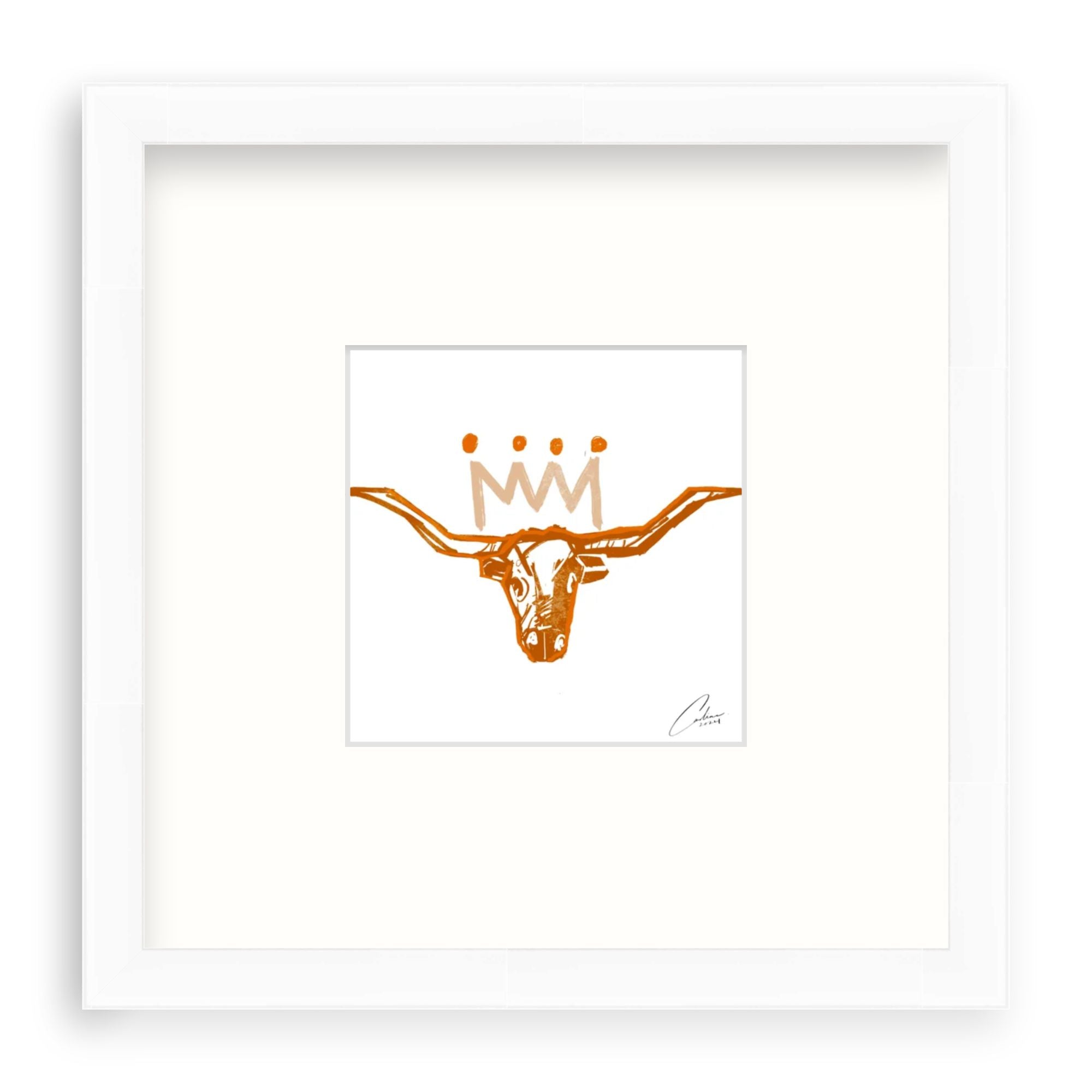 Burnt Orange x White Longhorn Fine Art Print