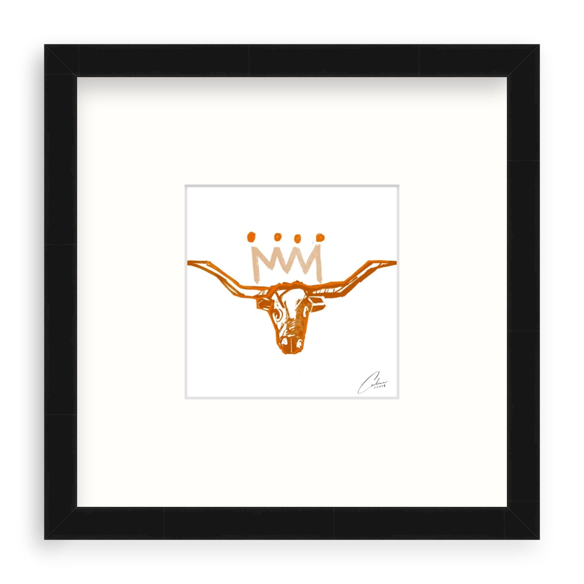 Burnt Orange x White Longhorn Fine Art Print