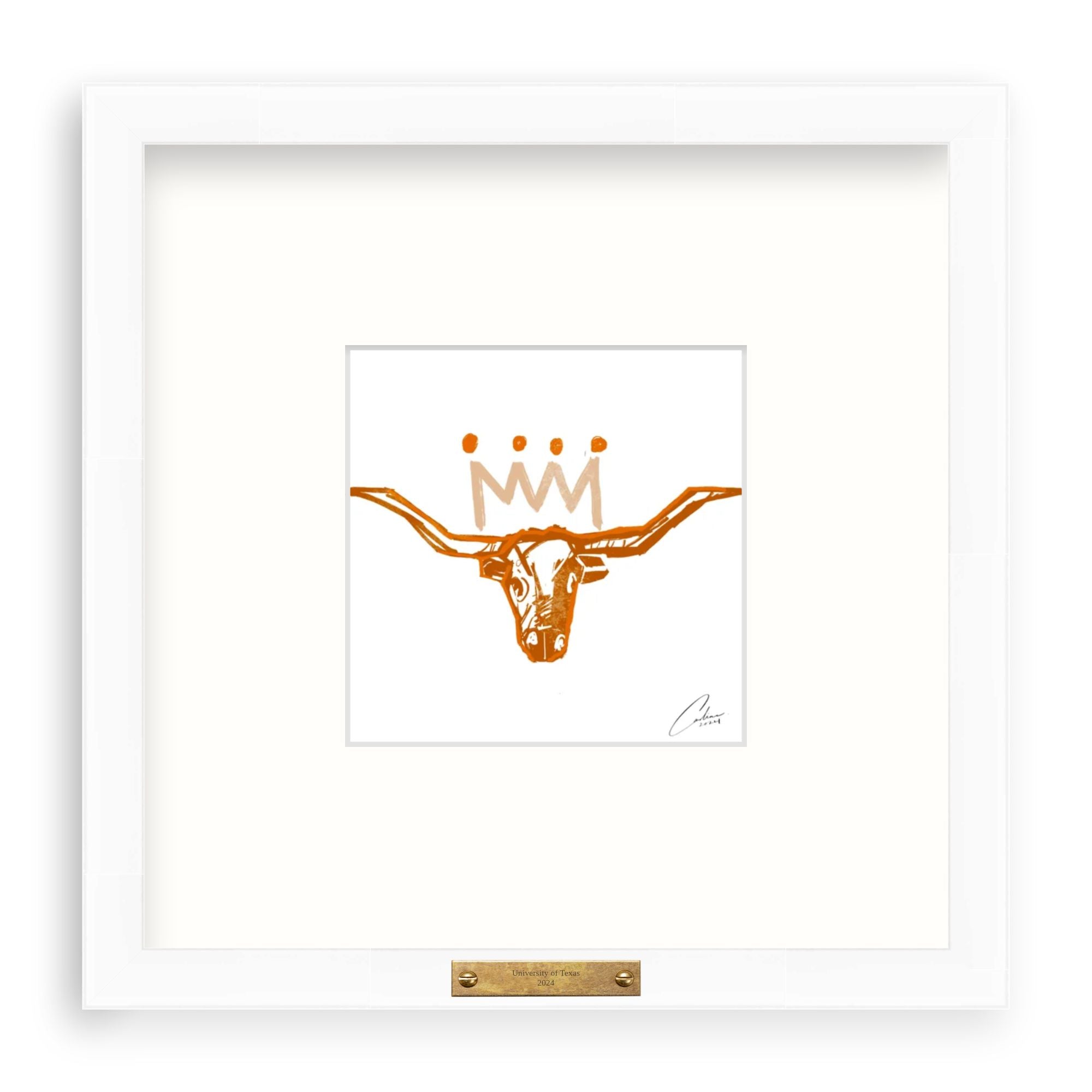 Burnt Orange x White Longhorn Fine Art Print