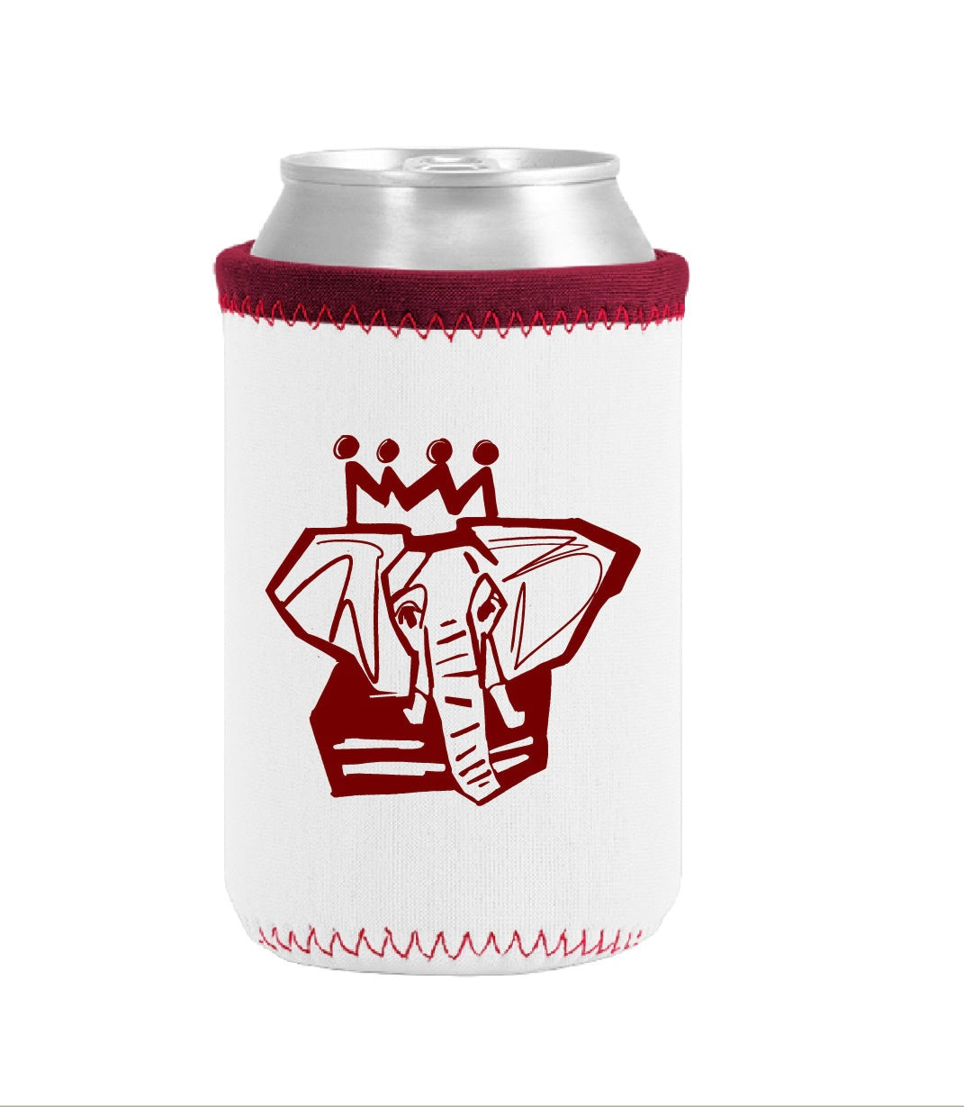 Crimson x White Elephant Koozie