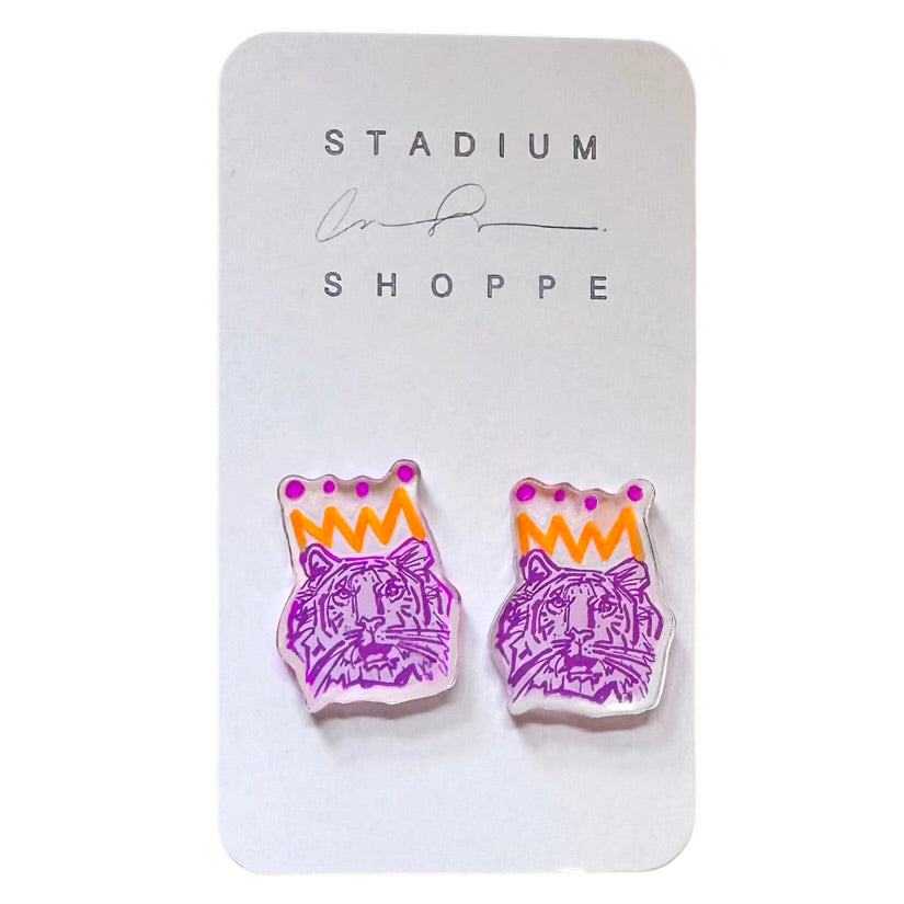 Orange x Purple Tiger Gameday Earrings