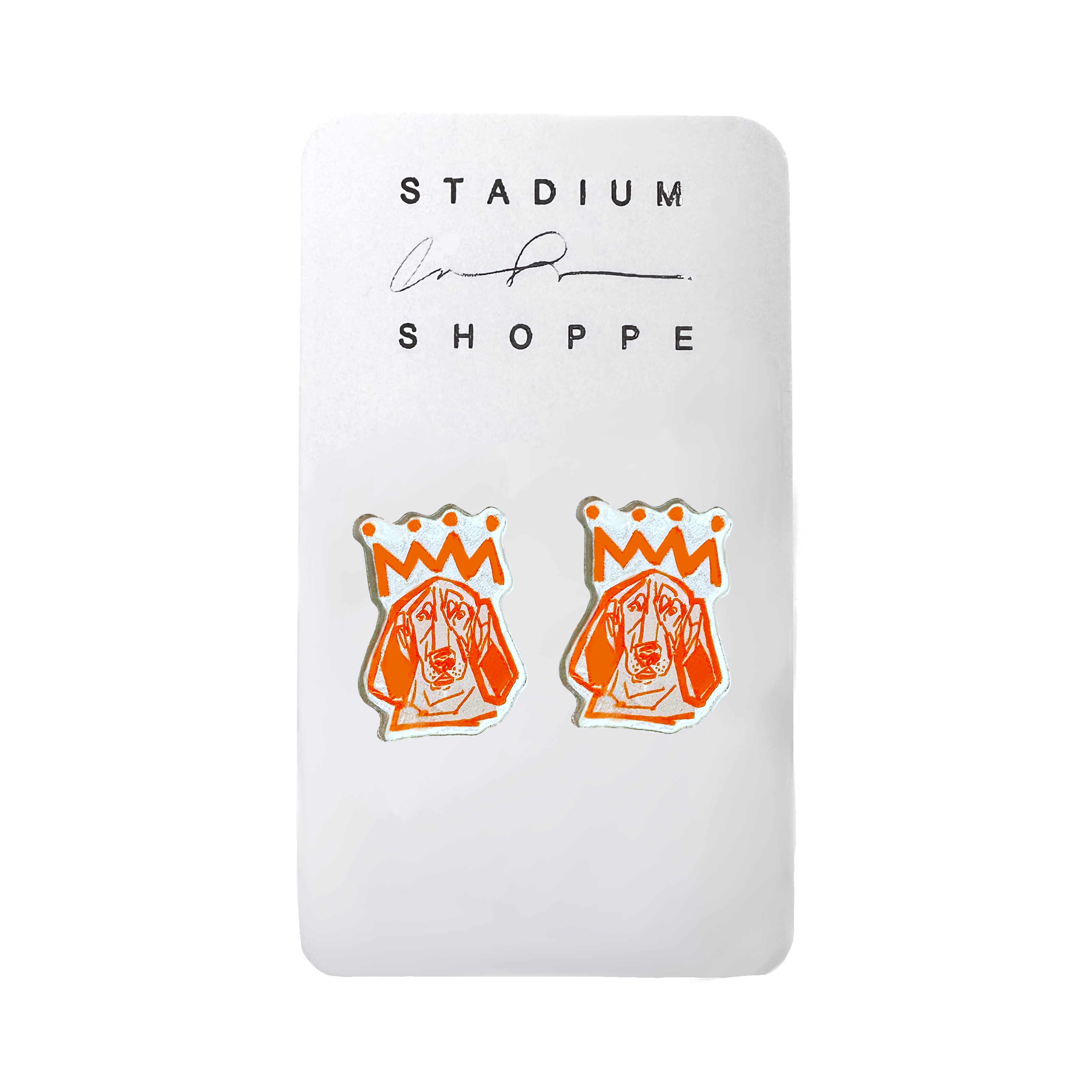 Orange x White Hound Gameday Earrings