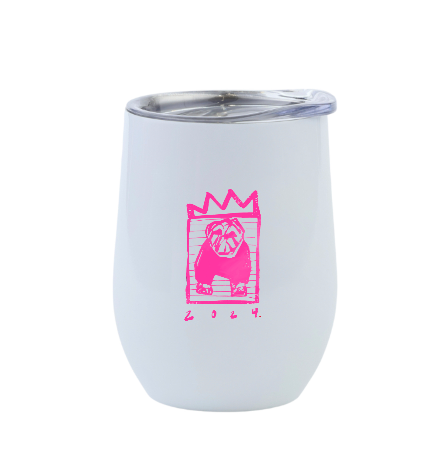 Pink Stripe Bulldog 12 oz. Tumbler