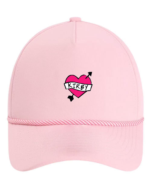 Embroidered Light Pink Kirby Heart Rope Hat