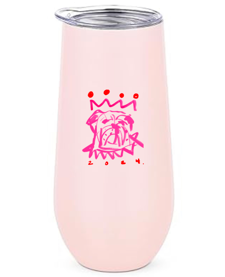 Red and Pink Bulldog 12 oz. Bulldog Champagne Tumbler