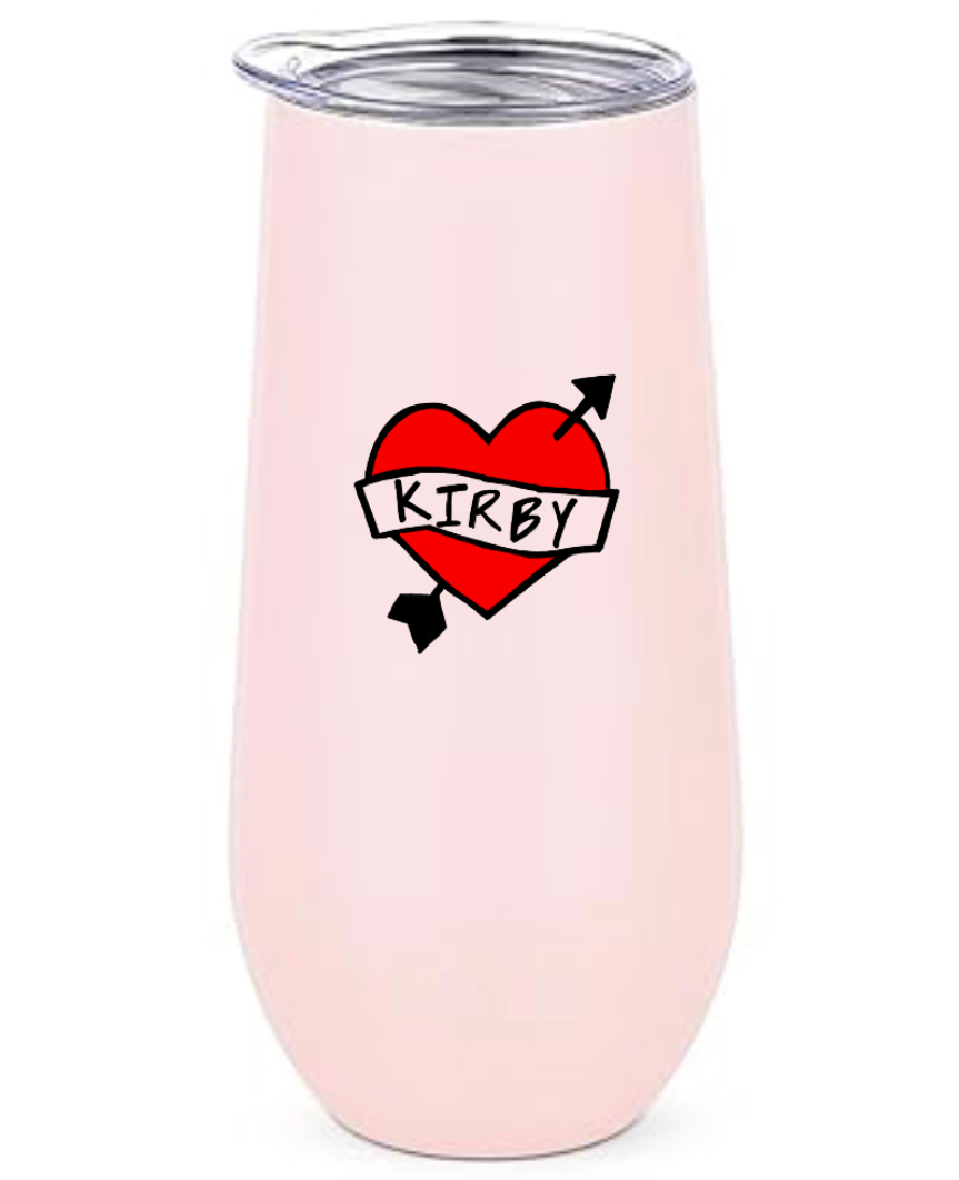 Kirby Heart Pink 12 oz. Bulldog Champagne Tumbler