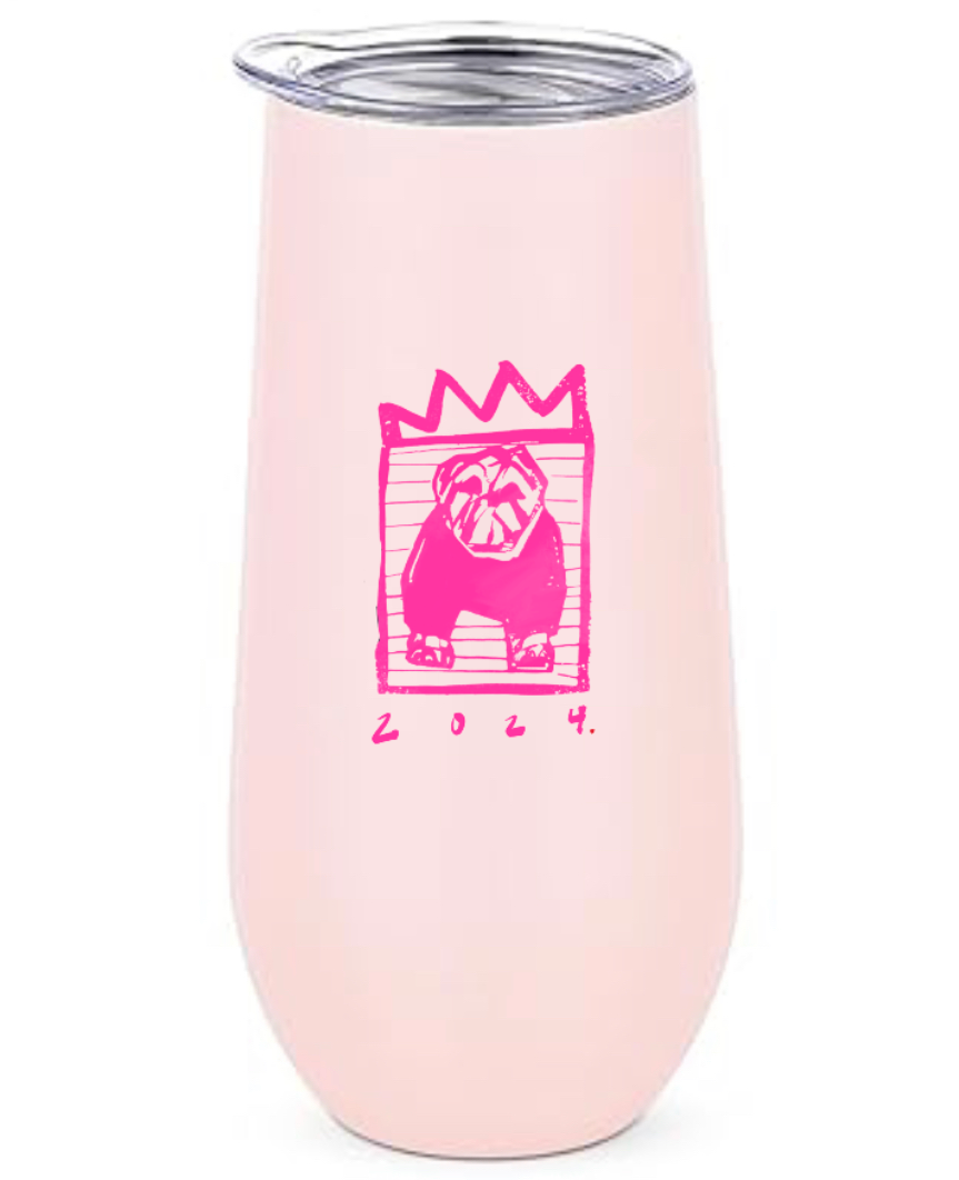 Pink Stripe Bulldog 12 oz. Bulldog Champagne Tumbler