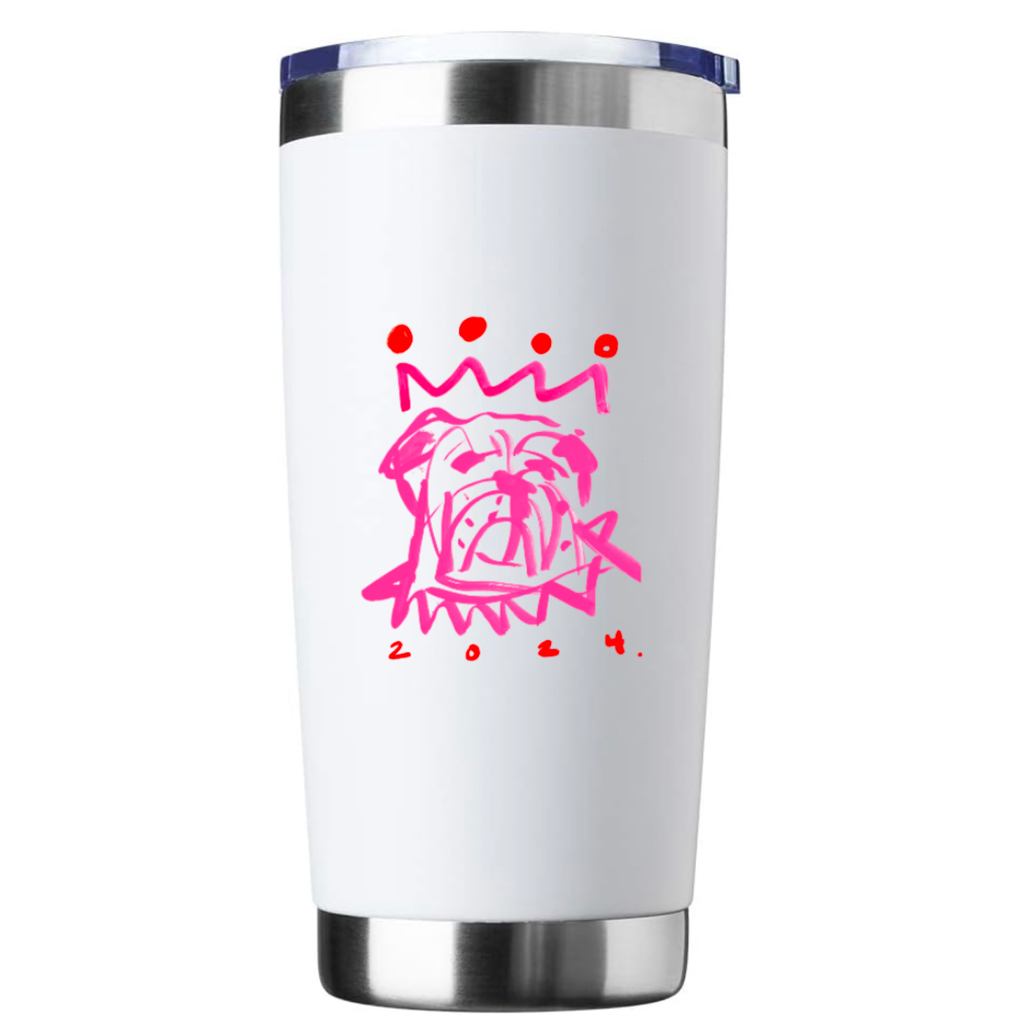 Red and Pink Bulldog 20 oz. Travel Mug