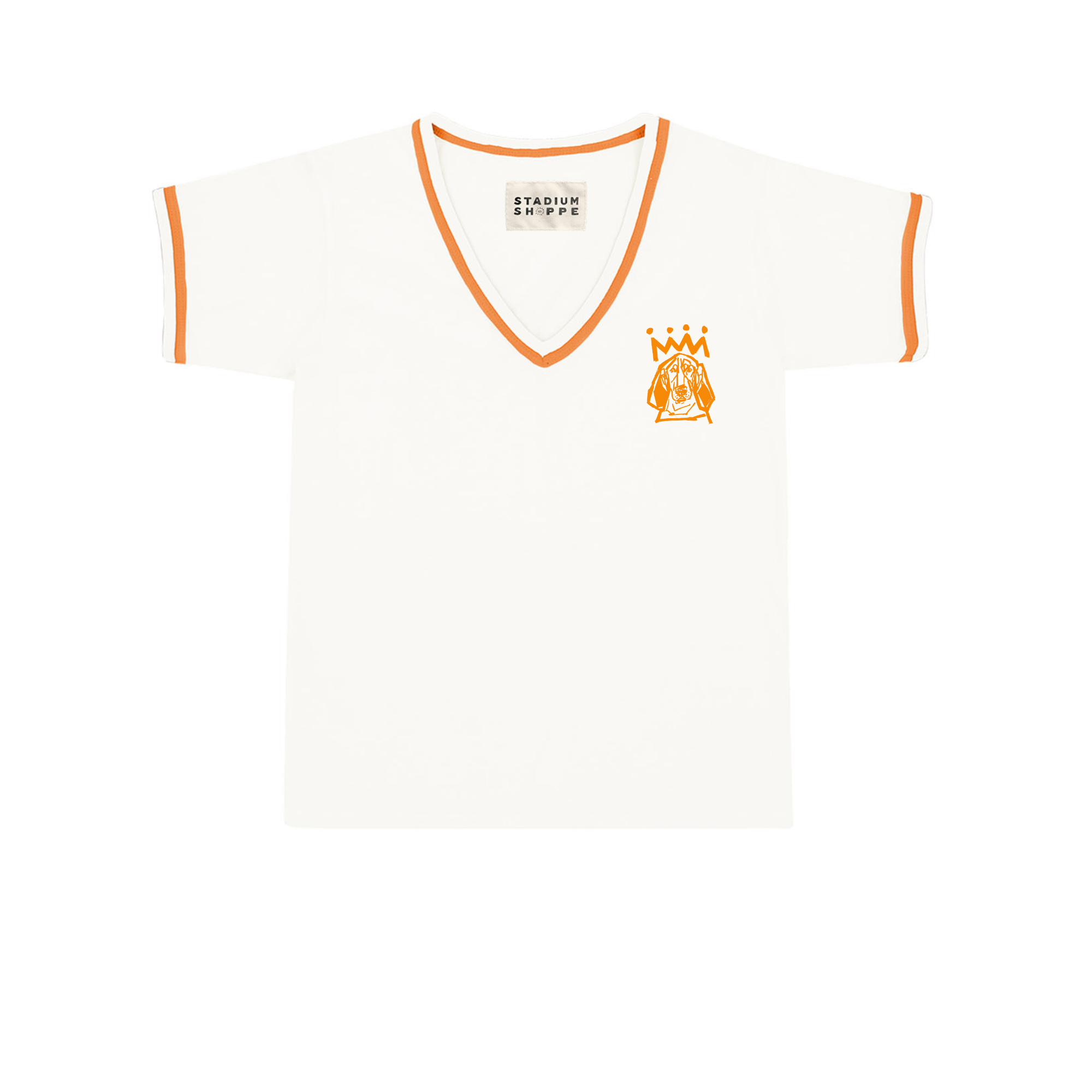 The Orange x White Hound Ladies V-Neck Ringer