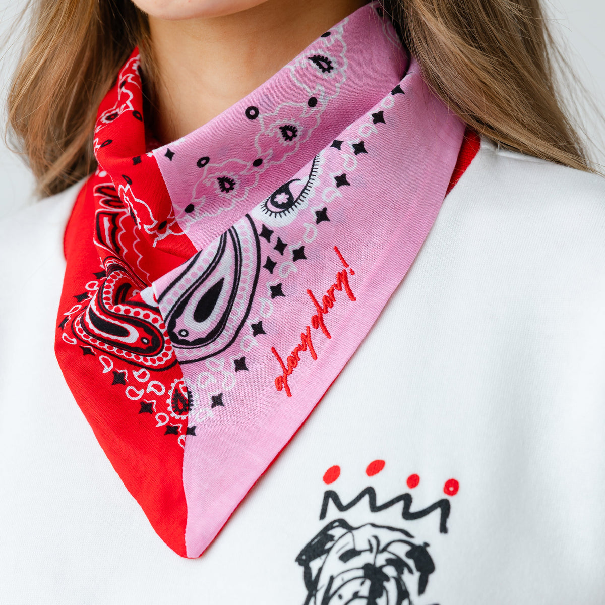 Red x Pink Colorblocked Gameday Bandana