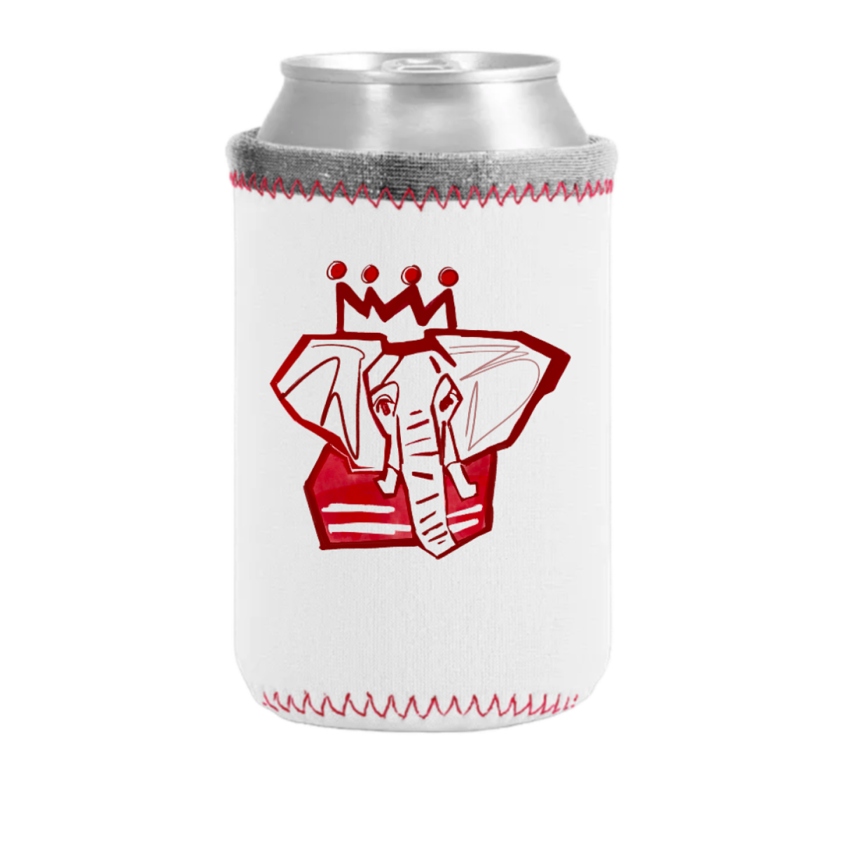 Crimson x White Elephant Koozie
