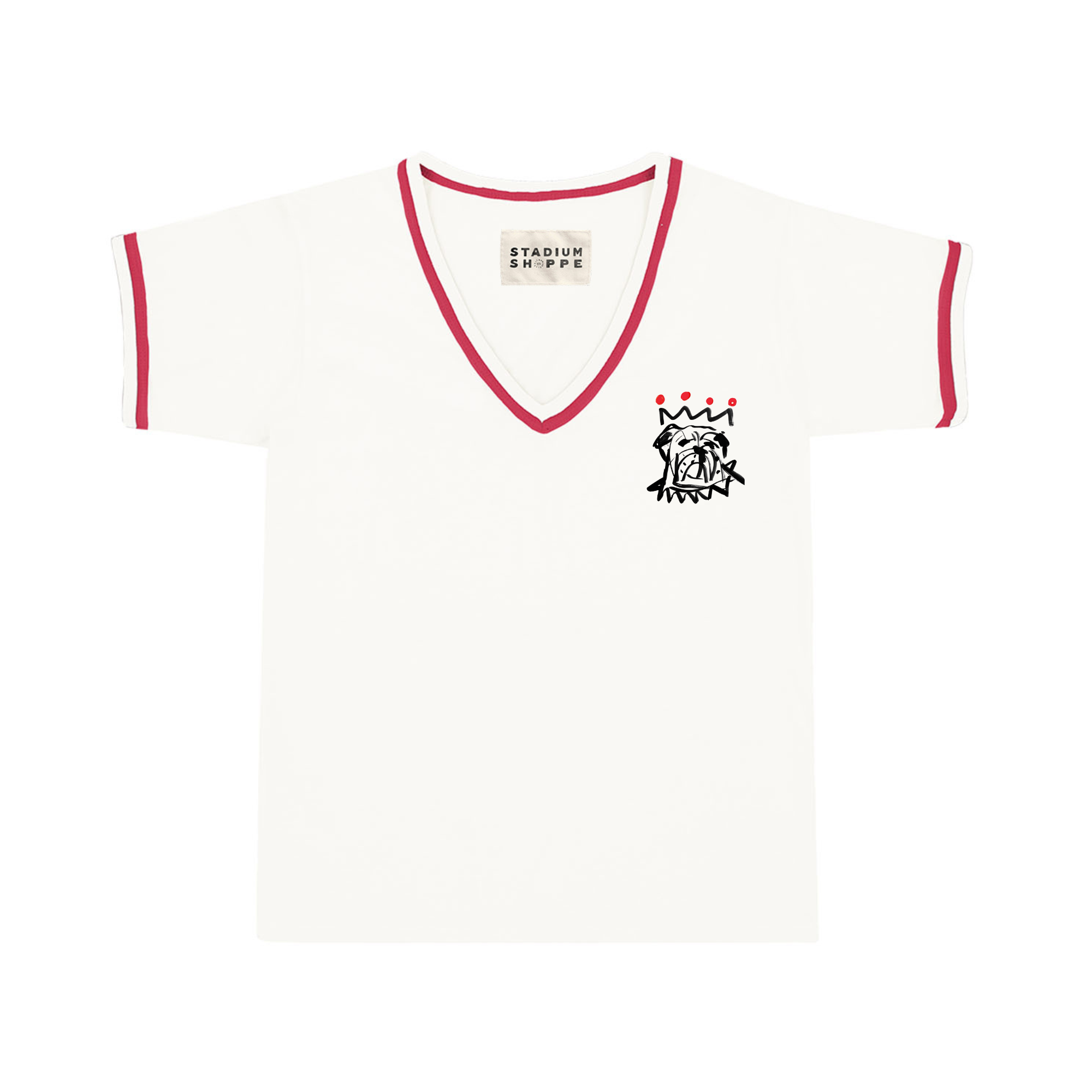 The Red x Black Bulldog Ladies V-Neck Ringer