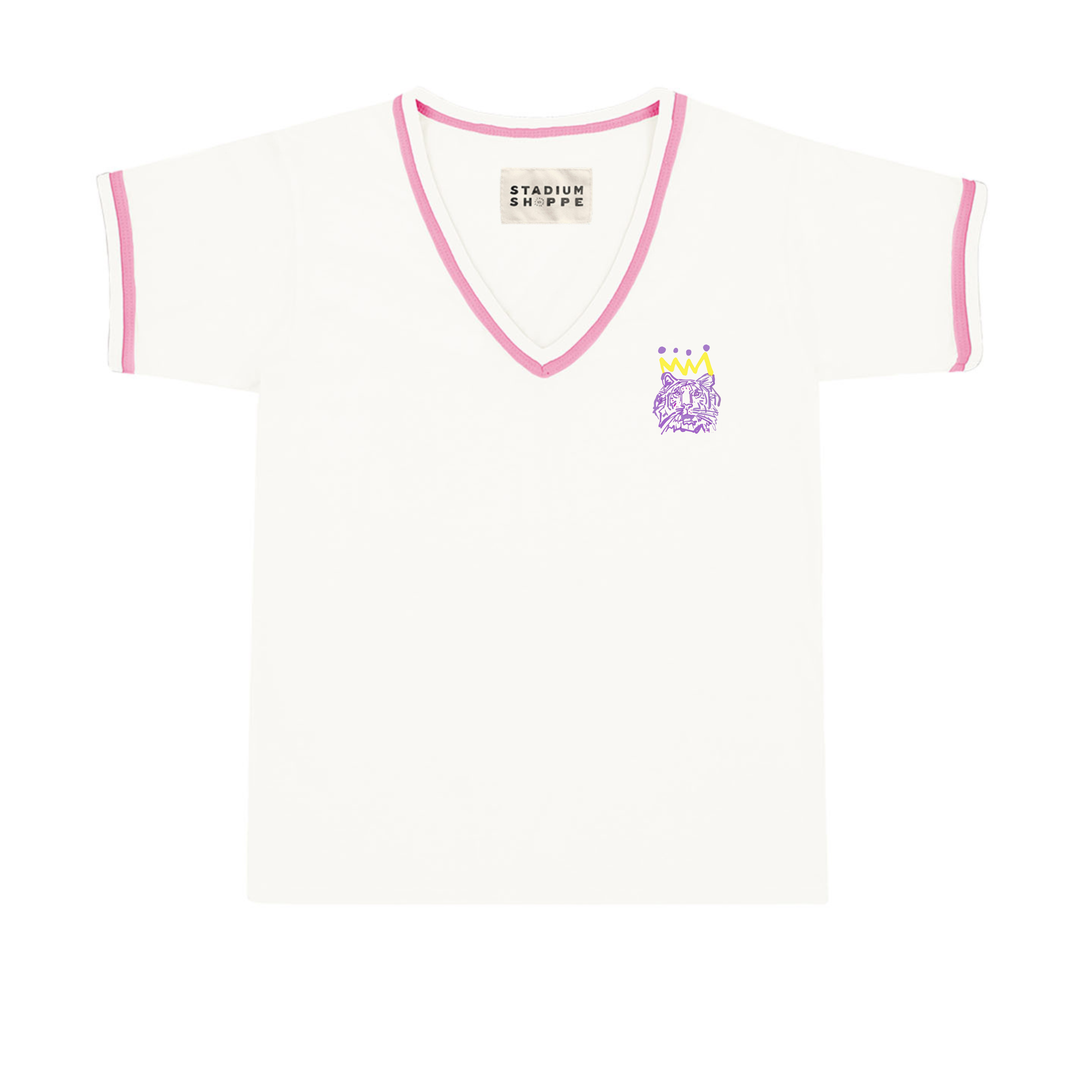 The Purple x Gold Tiger Ladies V-Neck Ringer
