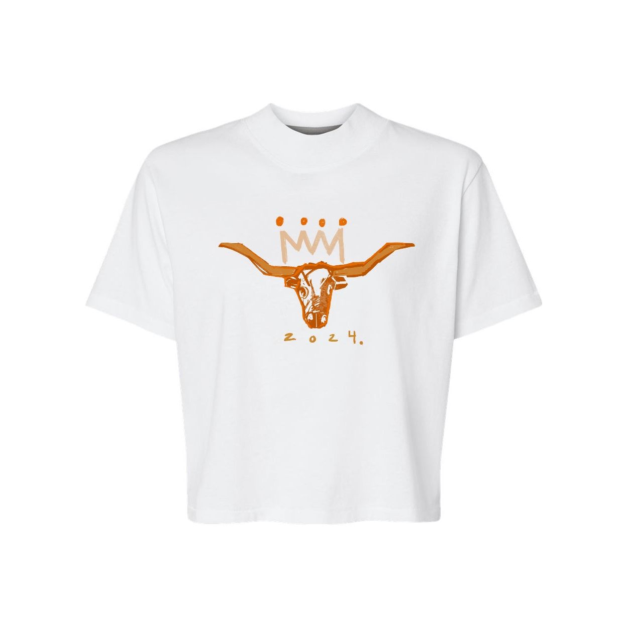 Burnt Orange x White Ladies Cropped (but not too cropped) Tee