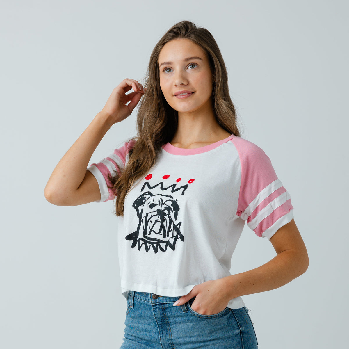 The Red x Black Baseball Ringer Crop