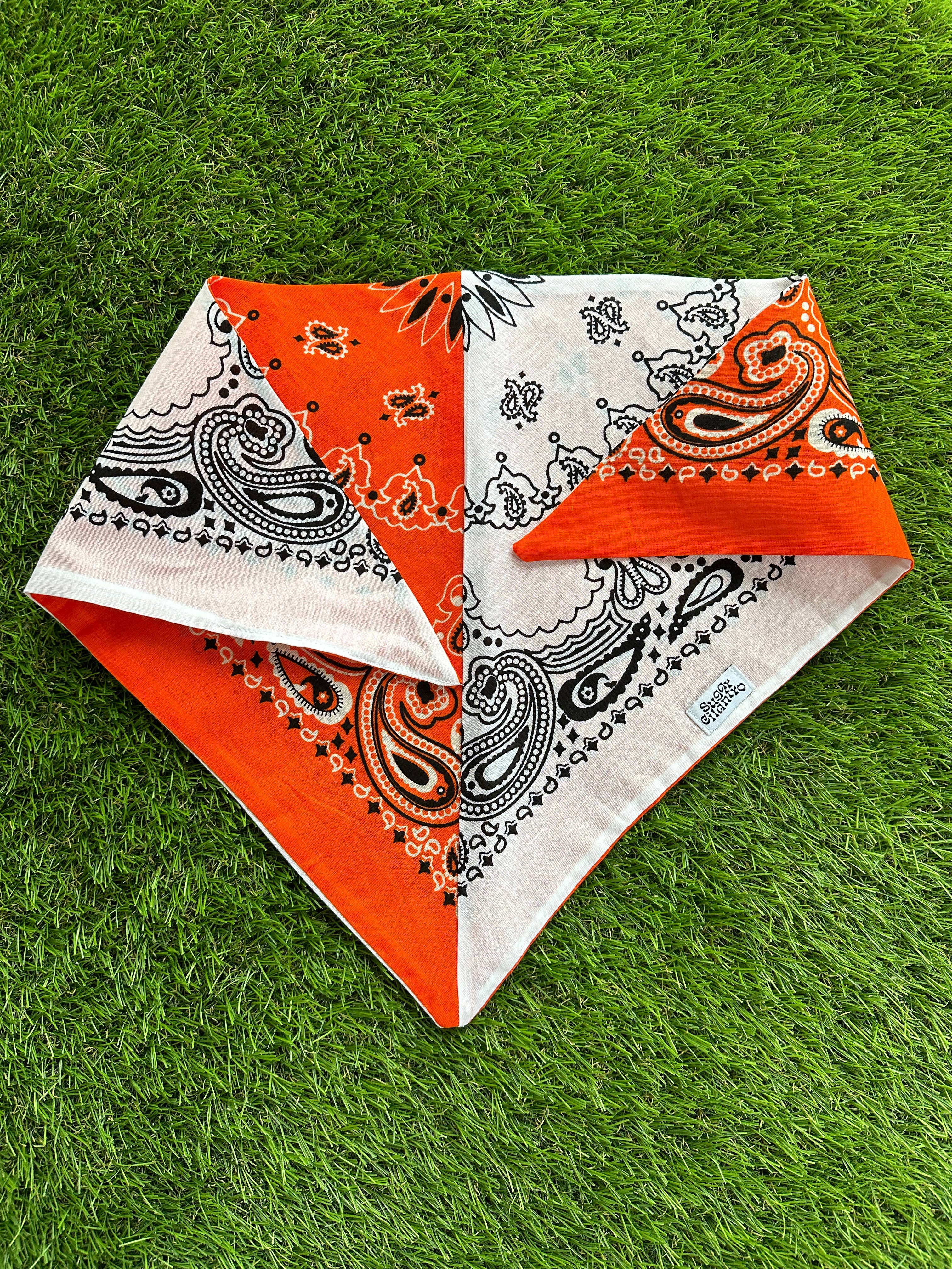 Handmade Custom Colorblocked Gameday Bandana: Red / Pink