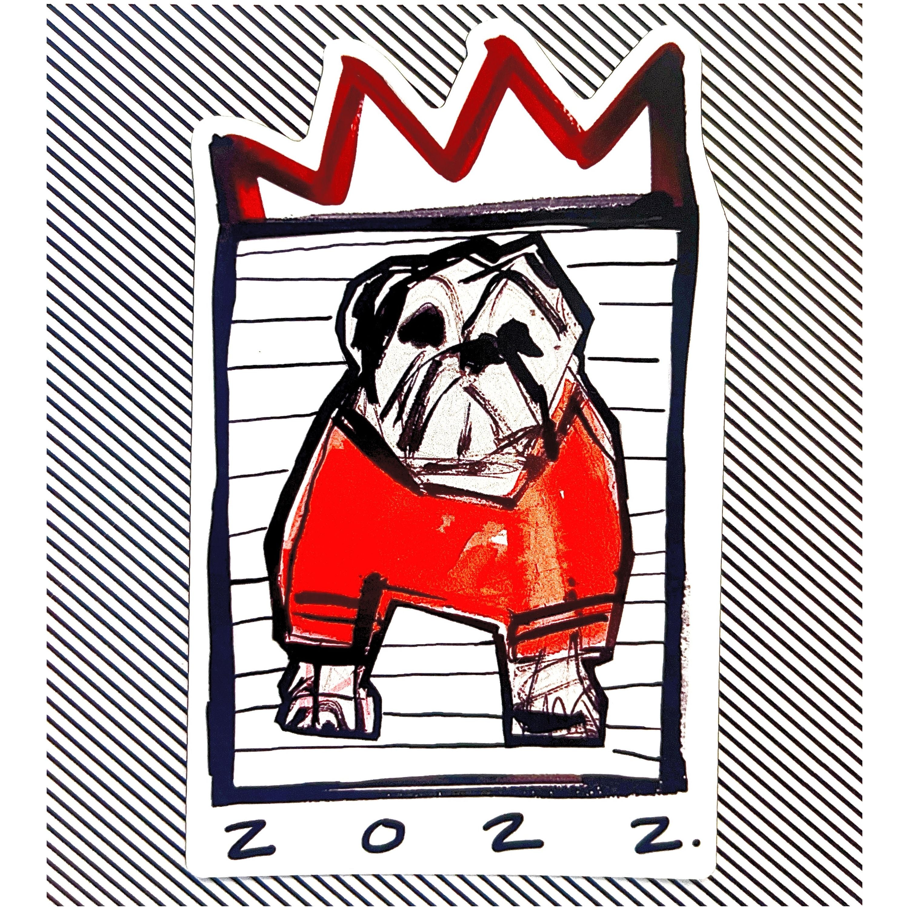 3.5" Striped Standing Bulldog Vinyl Sticker